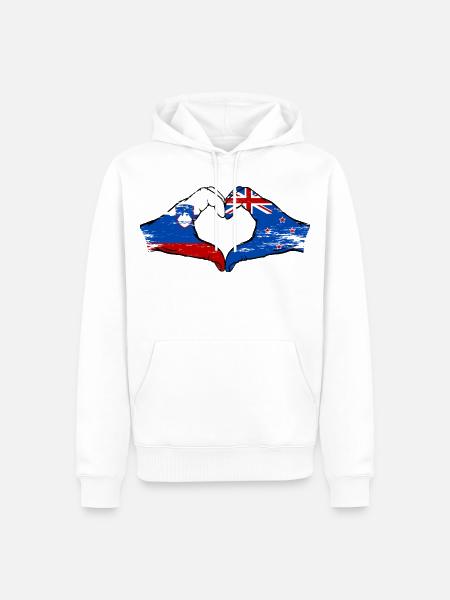 Slowenien Neuseeland Flagge Hände Herzform used - Männer Premium Bio Hoodie - Weiß