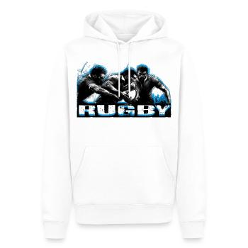 Rugby - Männer Premium Bio Hoodie - Weiß - Vorne - Nico (187cm)