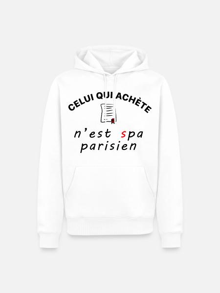 Celui_qui_achete_n-est_spa_parisien - Männer Premium Bio Hoodie - Weiß
