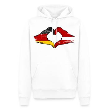 Deutschland Lettland Flagge Hände Herzform used - Männer Premium Bio Hoodie - Weiß - Vorne - Nico (187cm)