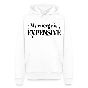 My Energy Is Expensive - Männer Premium Bio Hoodie - Weiß - Vorne - Nico (187cm)