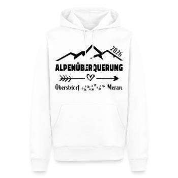 Traversée des Alpes E5 2026 Oberstdorf Merano - Sweat à capuche Premium bio Homme - blanc - Devant - Nico (187cm)