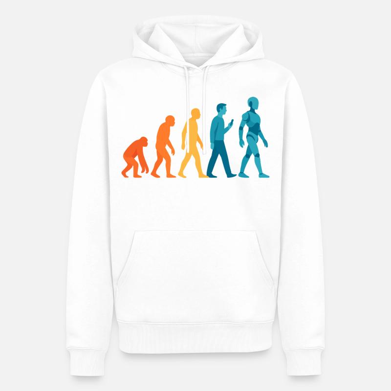Évolution vers le contour du robot - Sweat à capuche Premium bio Homme - blanc