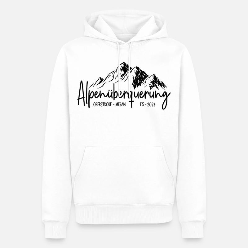 Alpenüberquerung E5 2026 / Oberstdorf - Meran - Männer Premium Bio Hoodie - Weiß