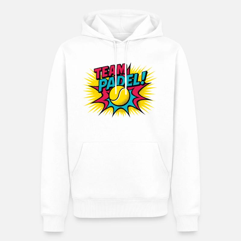 Équipe Padel Pop Art Explosion - Sweat à capuche Premium bio Homme - blanc