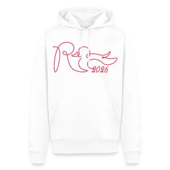 Pension une ligne - 2026 Enfin terminé - Sweat à capuche Premium bio Homme - blanc - Devant - Nico (187cm)