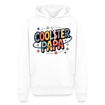 Papa le plus cool néon rétro - Sweat à capuche Premium bio Homme - blanc - Devant - Nico (187cm)