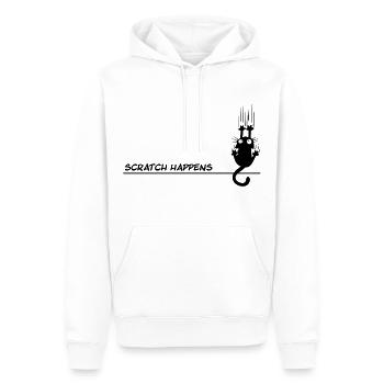 Scratch Happens - Jeu de mots amusant pour chat - Sweat à capuche Premium bio Homme - blanc - Devant - Nico (187cm)