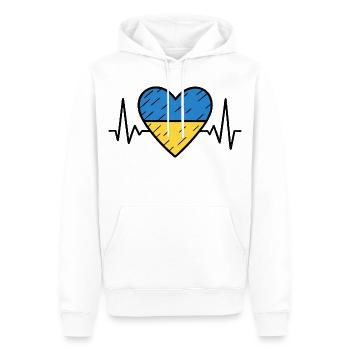 Ukraine Heartbeat Ligne Drapeau Amour Voyage Design - Sweat à capuche Premium bio Homme - blanc - Devant - Nico (187cm)