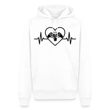 Manette Coeur Gamer Amour Jeux Vidéo - Sweat à capuche Premium bio Homme - blanc - Devant - Nico (187cm)