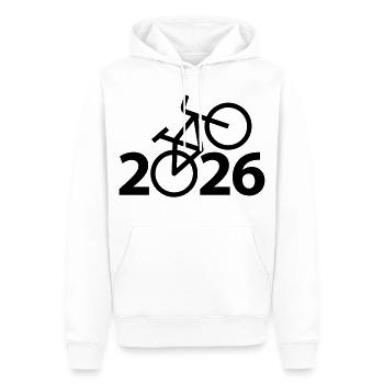 Tour à vélo 2026, VTT 2026, Vélo 2026 - Sweat à capuche Premium bio Homme - blanc - Devant - Nico (187cm)