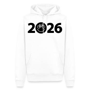 Tour à vélo 2026, VTT 2026, Vélo 2026 - Sweat à capuche Premium bio Homme - blanc - Devant - Nico (187cm)