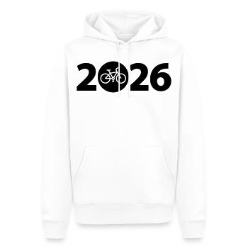 Tour à vélo 2026, VTT 2026, Vélo 2026 - Sweat à capuche Premium bio Homme - blanc - Devant - Nico (187cm)