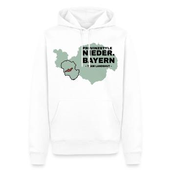 Lower Bavaria | LANDSHUT - Men’s Premium Organic Hoodie - white - Front - Nico (187cm)