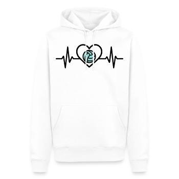 Herz Volleyball – Leidenschaft Teamsport - Männer Premium Bio Hoodie - Weiß - Vorne - Nico (187cm)