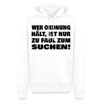 Qui garde l’ordre en disant la chemise amusante - Sweat à capuche Premium bio Homme - blanc - Devant - Nico (187cm)