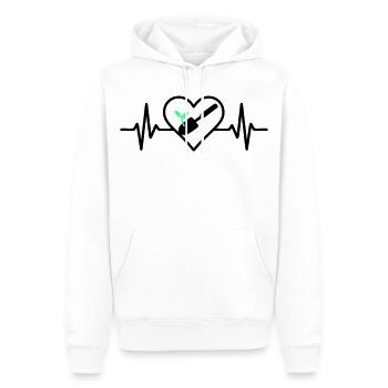 Herz Gärtnerei – Liebe Zur Natur - Männer Premium Bio Hoodie - Weiß - Vorne - Nico (187cm)