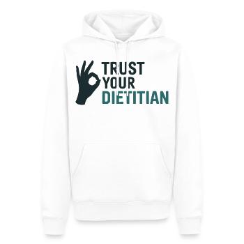Faites confiance à vos conseils professionnels de diététicien - Sweat à capuche Premium bio Homme - blanc - Devant - Nico (187cm)