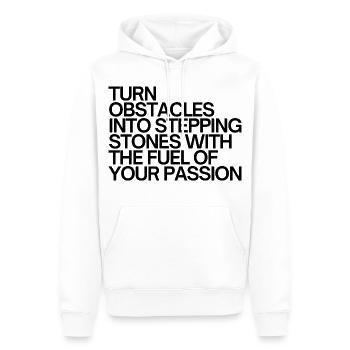 Turn Obstacles Into Stepping Stones - Men’s Premium Organic Hoodie - white - Front - Nico (187cm)