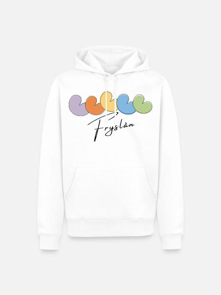 Pompeblêd Arc-en-ciel - Pompeblêdjes frison - Sweat à capuche Premium bio Homme - blanc