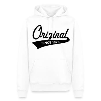 Original Since 1975 (Geburtsjahr, Geburtstag / B) - Männer Premium Bio Hoodie - Weiß - Vorne - Nico (187cm)