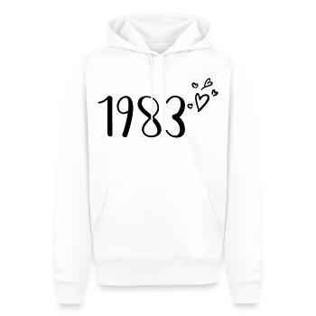 1983 - Sweat à capuche Premium bio Homme - blanc - Devant - Nico (187cm)