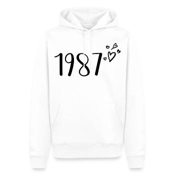1987 - Sweat à capuche Premium bio Homme - blanc - Devant - Nico (187cm)