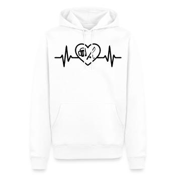 Bière de pêche au cœur - Sweat à capuche Premium bio Homme - blanc - Devant - Nico (187cm)