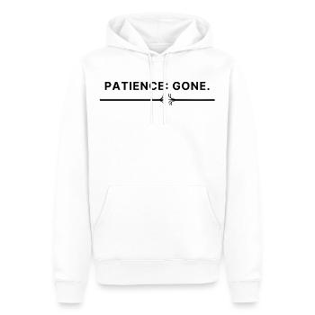 Patience: Gone – Typo Spruch Patience thread torn - Men’s Premium Organic Hoodie - white - Front - Nico (187cm)