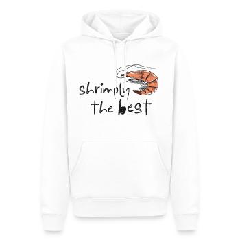 Crevettes, le meilleur – Jeu de mots avec des crevettes gribouillées - Sweat à capuche Premium bio Homme - blanc - Devant - Nico (187cm)