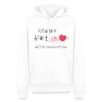 Suis ton cœur, emmène ton cerveau avec toi Spruch - Sweat à capuche Premium bio Homme - blanc - Devant - Nico (187cm)