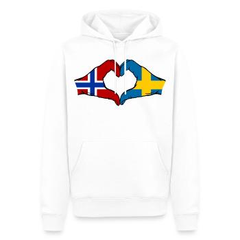 Drapeau Norvège-Suède Mains de cœur - Sweat à capuche Premium bio Homme - blanc - Devant - Nico (187cm)