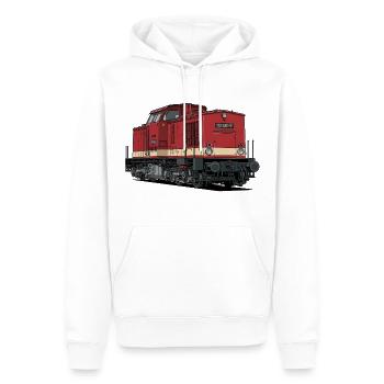 Locomotive diesel rouge style vintage BR 112 - Sweat à capuche Premium bio Homme - blanc - Devant - Nico (187cm)