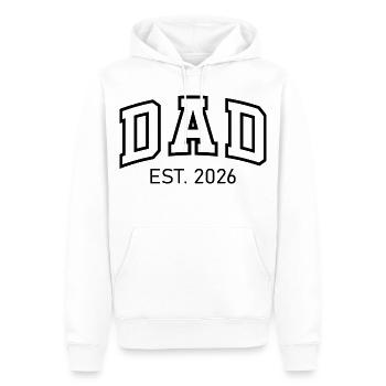 Dad est 2026 – Erstes Kind Papa Familien Design - Männer Premium Bio Hoodie - Weiß - Vorne - Nico (187cm)
