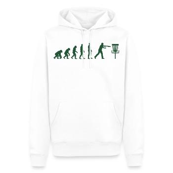 Disc Golf Evolution Lustiger Discgolfer Fliegender Disc - Männer Premium Bio Hoodie - Weiß - Vorne - Nico (187cm)