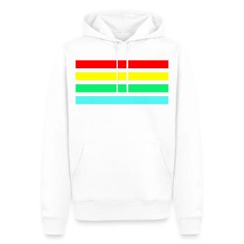 Composition rétro de rayures en arc néon - Sweat à capuche Premium bio Homme - blanc - Devant - Nico (187cm)