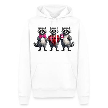 Herztrio Waschbären Liebesfreude - Männer Premium Bio Hoodie - Weiß - Vorne - Nico (187cm)