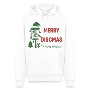 Panier de disc golf Joyeux Discmas Joyeuses Fêtes - Sweat à capuche Premium bio Homme - blanc - Devant - Nico (187cm)