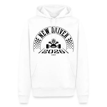 Nouveau conducteur 2026 (Permis de conduire / Noir) - Sweat à capuche Premium bio Homme - blanc - Devant - Nico (187cm)