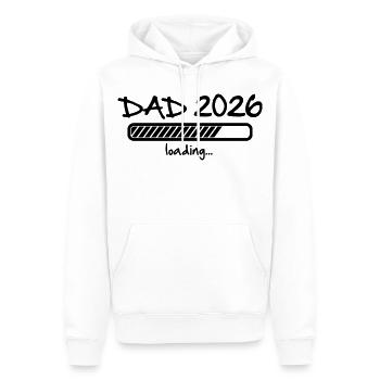 Dad 2026 lädt - Schwangerschaft Baby Vater to be - Männer Premium Bio Hoodie - Weiß - Vorne - Nico (187cm)