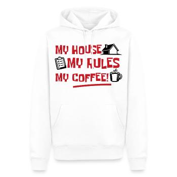 Mein Haus, Meine Regeln, Mein Kaffee - Männer Premium Bio Hoodie - Weiß - Vorne - Nico (187cm)