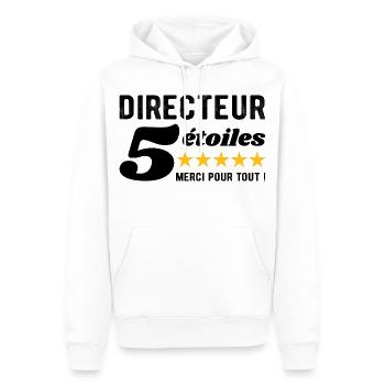 Cadeau Directeur 5 Étoiles - Merci pour tout ! - Sweat à capuche Premium bio Homme - blanc - Devant - Nico (187cm)