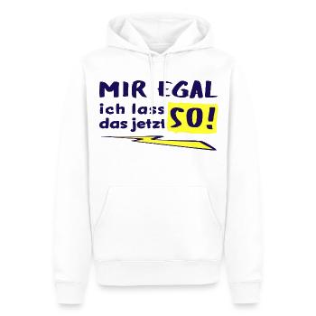 JE M’EN FICHE - JE VAIS LAISSER ÇA COMME ÇA MAINTENANT ! - Sweat à capuche Premium bio Homme - blanc - Devant - Nico (187cm)