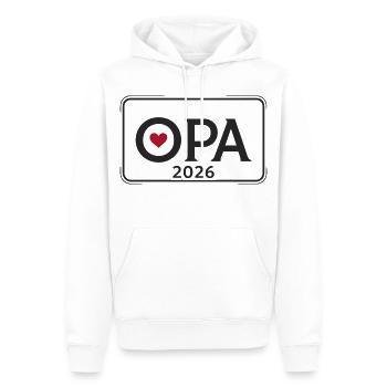 OPA 2026 Stolzer Großvater Ankündigung - Männer Premium Bio Hoodie - Weiß - Vorne - Nico (187cm)