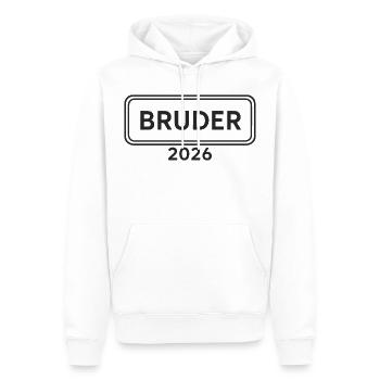 Annonce de frère ou sœur fier 2026 - Sweat à capuche Premium bio Homme - blanc - Devant - Nico (187cm)