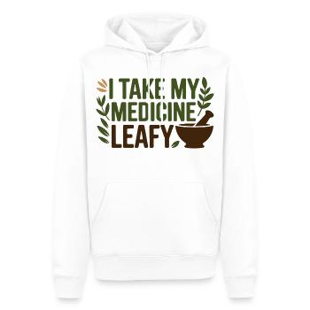 Herboriste Je prends ma médecine Leafy Professional - Sweat à capuche Premium bio Homme - blanc - Devant - Nico (187cm)