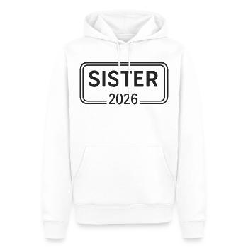Annonce de la Grande Sœur 2026 - Sweat à capuche Premium bio Homme - blanc - Devant - Nico (187cm)