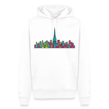 Silhouette de la Taupe Antonelliana de la Ville de Turin - Sweat à capuche Premium bio Homme - blanc - Devant - Nico (187cm)