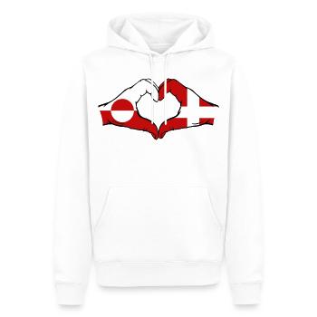 Drapeau du Groenland Danemark Mains Forme de cœur - Sweat à capuche Premium bio Homme - blanc - Devant - Nico (187cm)