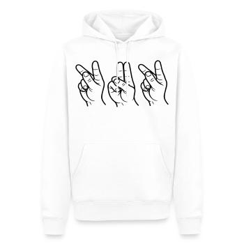 Ekivok-Zeichen - Männer Premium Bio Hoodie - Weiß - Vorne - Nico (187cm)